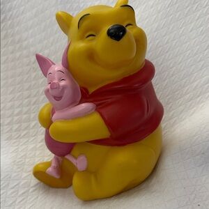 Vintage Winnie the Pooh and Piglet Hugging Piggy Bank with stopper